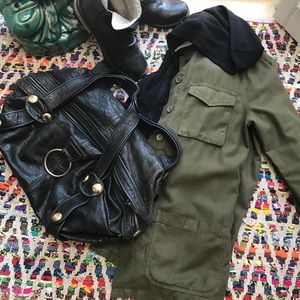 GUSTTO Bag - Black Buckskin Leather Hobo Bag